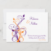 Paarse, Oranje, witte bloemenbruiloft uitnodiging (Voorkant)