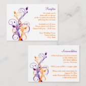 Paarse oranje witte bloemenreceptie Kaart (Voorkant / Achterkant)