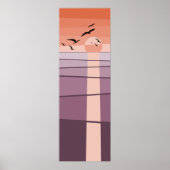Paarse Oranje zeevogels bij zonsondergang Vector A Poster (Voorkant)