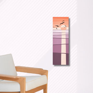 Paarse & Oranje zeevogels bij zonsondergang Vector Canvas Afdruk