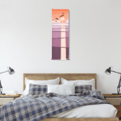 Paarse & Oranje zeevogels bij zonsondergang Vector Canvas Afdruk (Insitu (Slaapkamer))