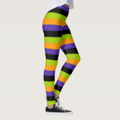 Paarse Oranje Zwart Groen Witchy Stripes Halloween Leggings (Rechts)
