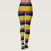 Paarse Oranje Zwart Groen Witchy Stripes Halloween Leggings (Achterkant)