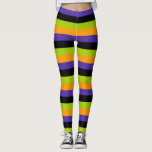 Paarse Oranje Zwart Groen Witchy Stripes Halloween Leggings<br><div class="desc">Leggings</div>