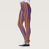 Paarse Oranje zwarte Striped Halloween Leggings (Links)