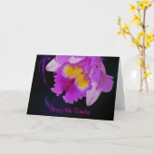 Paarse Orchid 16th Happy Birthday Kaart (Gele Bloem)