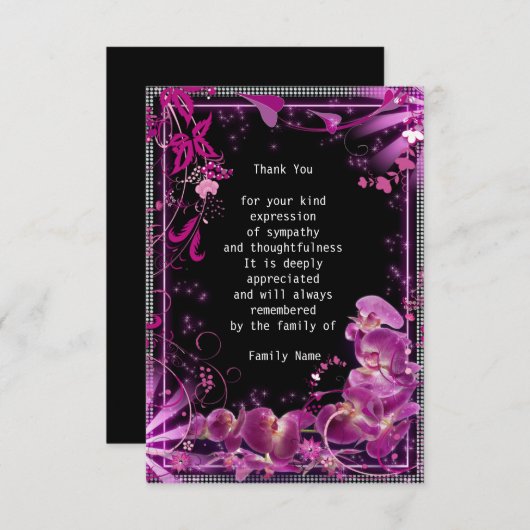 Paarse Orchid Bedankkaart (Voorkant / Achterkant)