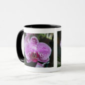 Paarse Orchid Dubbel met Ringer-Mok rand Mok (Voorkant links)