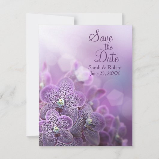 Paarse Orchid Flower Wedding Save the Date (Achterkant)