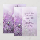 Paarse Orchid Flower Wedding Save the Date (Voorkant / Achterkant)