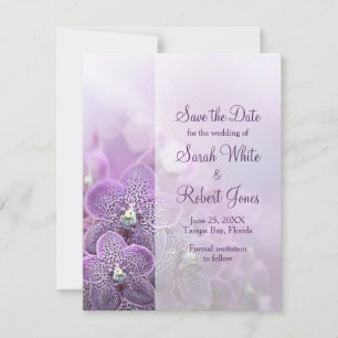 Paarse Orchid Flower Wedding Save the Date