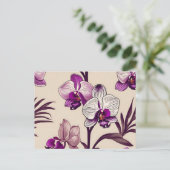 Paarse Orchid Flowers Briefkaart (Staand voorkant)