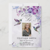 Paarse Orchid Hummingbird Celebration of Life Kaart (Voorkant)