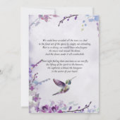 Paarse Orchid Hummingbird Celebration of Life Kaart (Achterkant)
