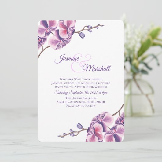 Paarse Orchid Kaart (Staand voorkant)