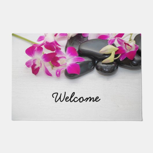 Paarse Orchid met hete steen in massagepa Deurmat (Voorkant)