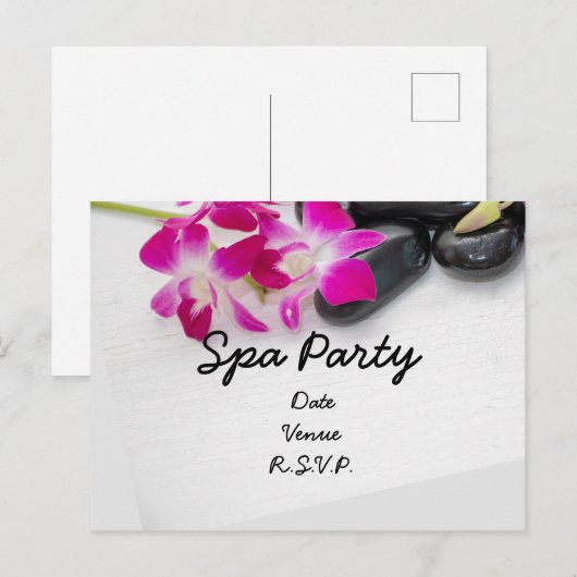 Paarse Orchid met uitnodiging van de partij voor d (Voorkant / Achterkant)