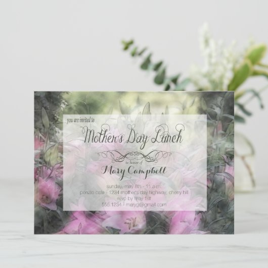 Paarse Orchid Moederdag Lunch Uitnodiging (Staand voorkant)