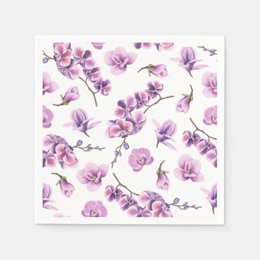 Paarse Orchid Napkins Servet (Voorkant)