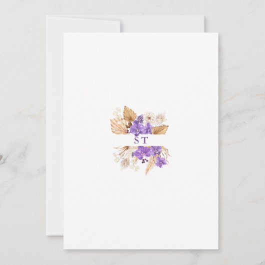 Paarse Orchid Pampas Grass Lunaria Baby Bloom Kaart (Achterkant)