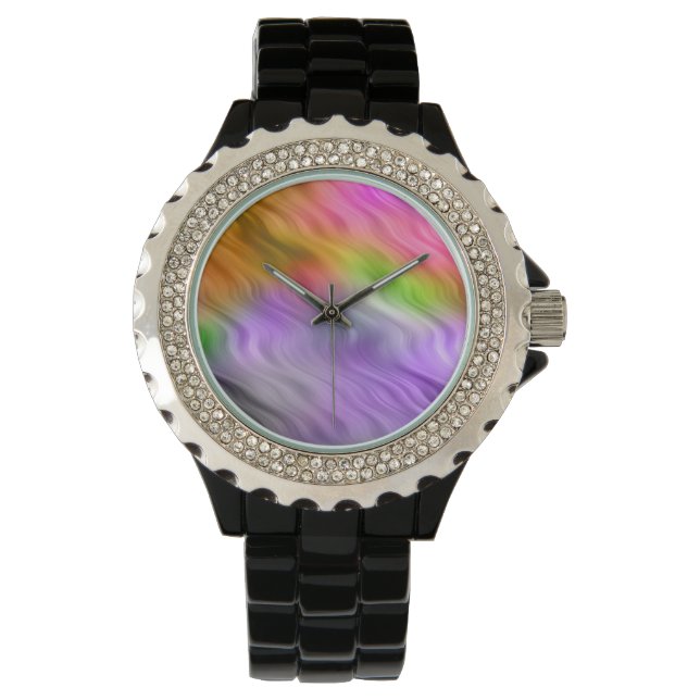 Paarse Orchid Wavy Texture Horloge (Voorkant)