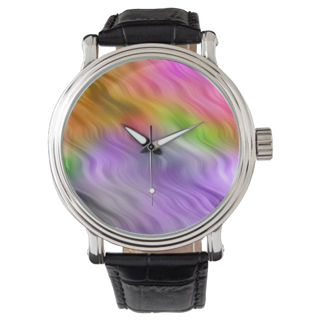 Paarse Orchid Wavy Texture Horloge (Voorkant)