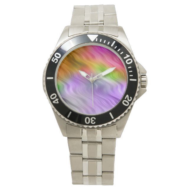 Paarse Orchid Wavy Texture Horloge (Voorkant)