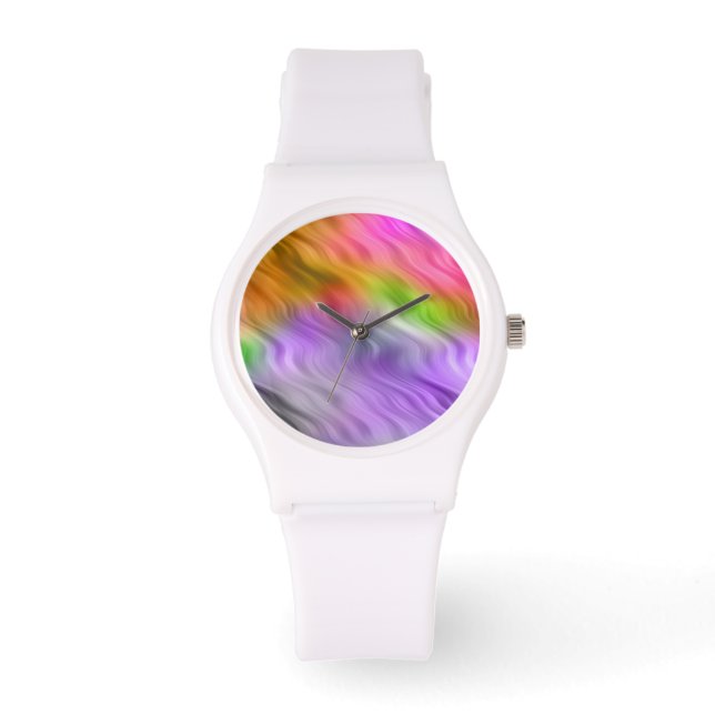 Paarse Orchid Wavy Texture Horloge (Voorkant)