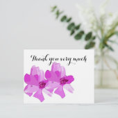 Paarse orchidebloem bedankt briefkaart (Staand voorkant)