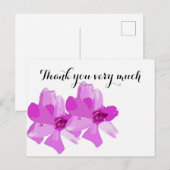 Paarse orchidebloem bedankt briefkaart (Voorkant / Achterkant)