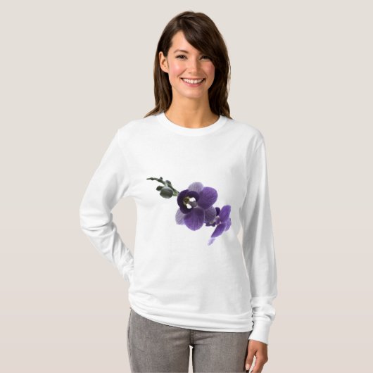 Paarse orchidebloem. t-shirt (Voorkant volledig)