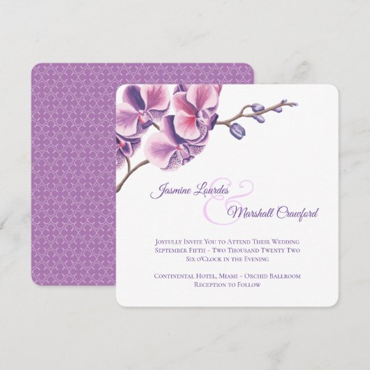 Paarse orchidee 2 kaart (Voorkant / Achterkant)