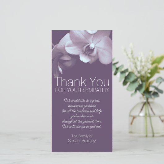 Paarse orchidee 4b Paars sympathie Hartelijk dank  Bedankkaart (Staand voorkant)