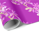 Paarse orchidee aquarel kunst bruiloft cadeaupapier (Rol Hoek)