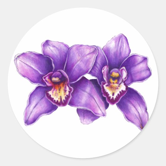 Paarse Orchidee Art Sticker (Voorkant)