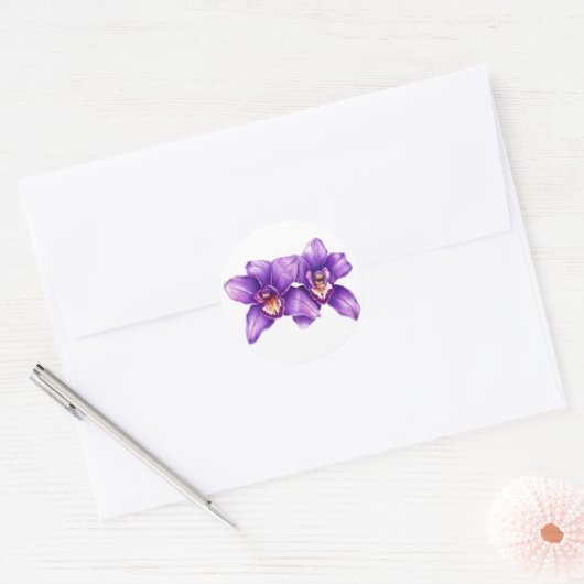 Paarse Orchidee Art Sticker (Envelop)