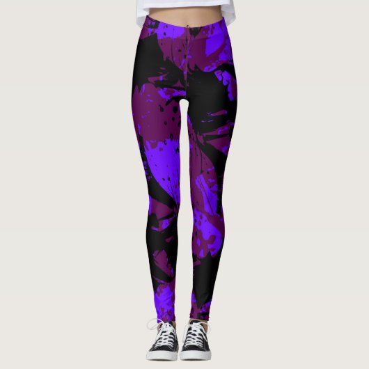 paarse orchidee aura leggings (Voorkant)