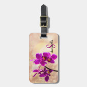 Paarse orchidee Bagagelabel (Voorkant verticaal)