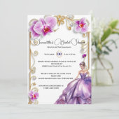 Paarse Orchidee Ballgown Bride wordt vrijgezellenf Kaart (Staand voorkant)