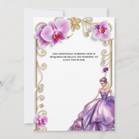 Paarse Orchidee Ballgown Bride wordt vrijgezellenf Kaart (Achterkant)