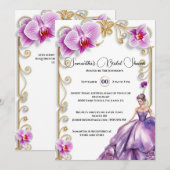 Paarse Orchidee Ballgown Bride wordt vrijgezellenf Kaart (Voorkant / Achterkant)