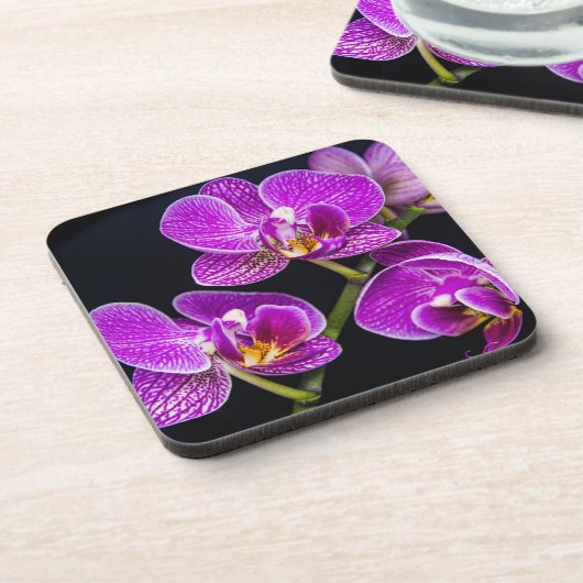 Paarse orchidee bier onderzetter (Linkerzijde)