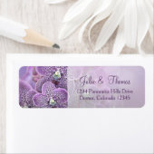 Paarse Orchidee Bloem Bruiloft Retouradres Etiket (Insitu)