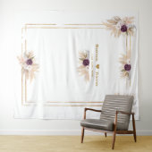 Paarse Orchidee Bloem Pampas Gras Foto Bruiloft Wandkleed (In Situ (horizontaal))