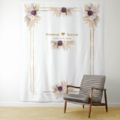 Paarse Orchidee Bloem Pampas Gras Foto Bruiloft Wandkleed (In situ)