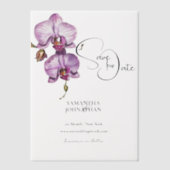 Paarse Orchidee Bloemen Cascade Tropische Bloem Vellum Uitnodigingen (Voorkant)