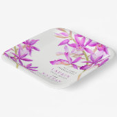 Paarse orchidee bloemen waterverf botanische bruil papieren bordje (Gebogen)