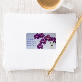 Paarse orchidee bloemige adreslabel etiket (Insitu)