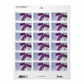 Paarse orchidee bloemige adreslabel etiket (Full Sheet)