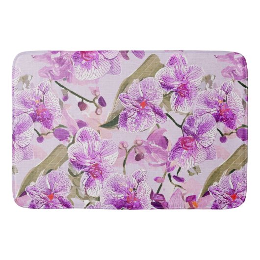 paarse orchidee bloempatroon badmat (Voorkant)